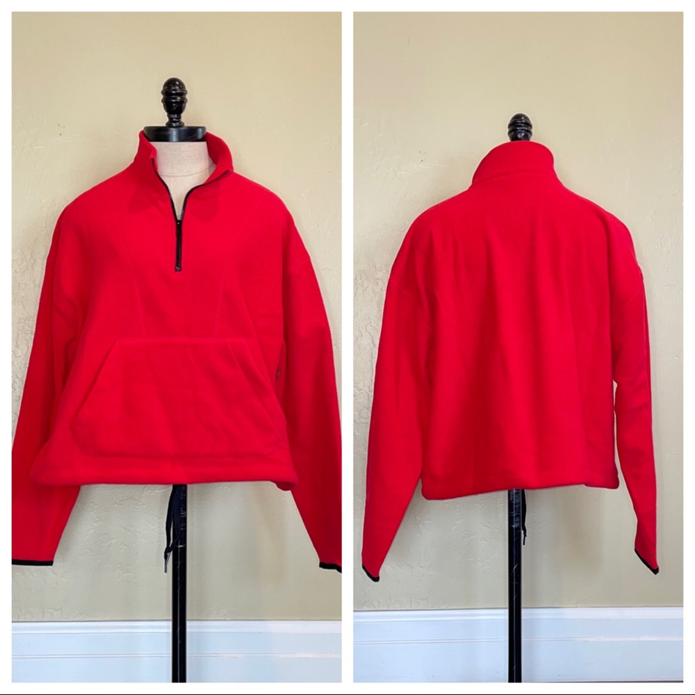 Victoria’s Secret PINK Polar Fleece Pullover Sweater Red Black Size Medium